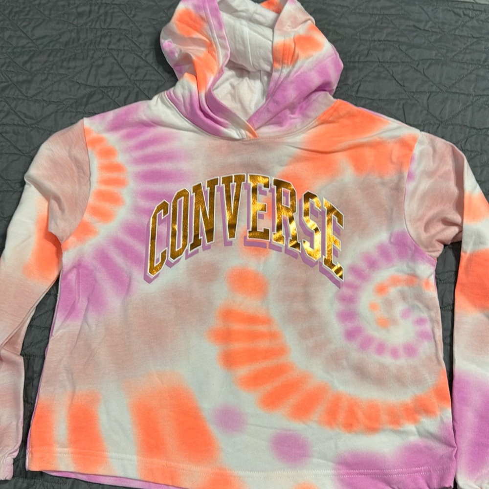 BN. Girls pink and orange tie dyed long sleeve hoodie shirt. Converse Brand.